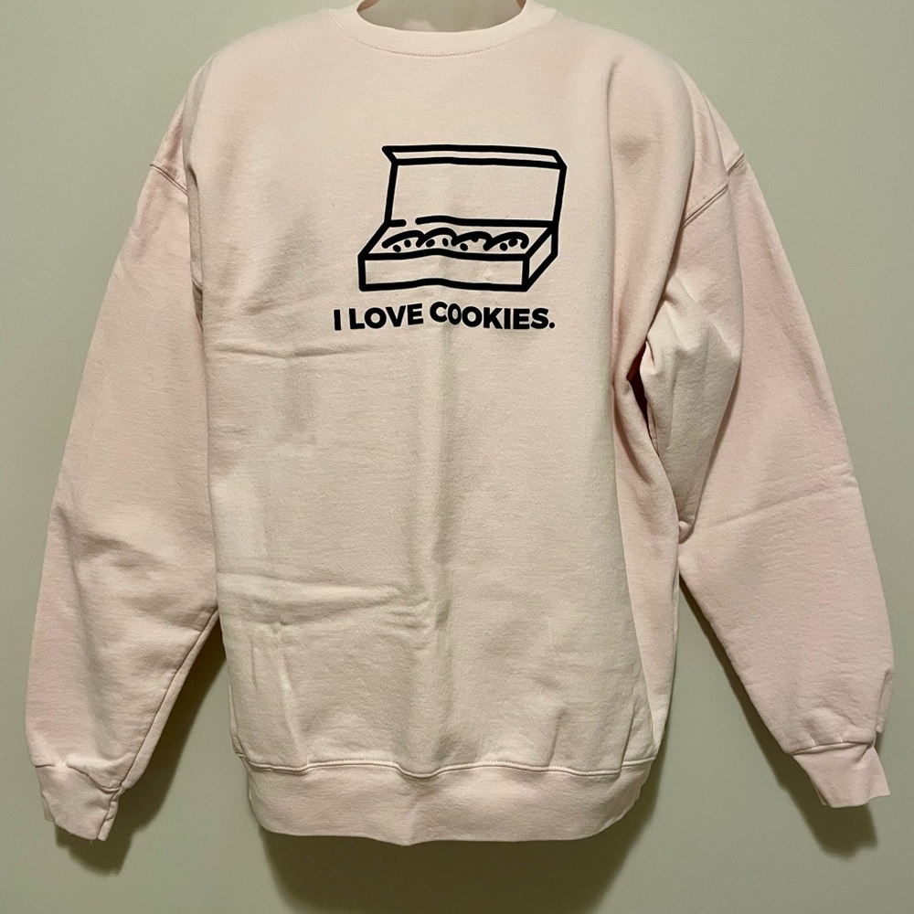 Hanes Light Pink Crumbl Cookies “I Love Cookies” Crewneck Sweatshirt | Size XL